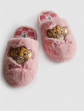 Disney Pink Simba Fuzzy Slip-On Slippers size medium 7/8 Primark new